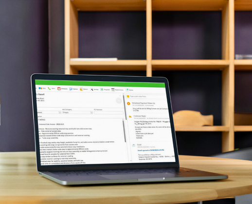 ServiceM8 job report displayed on a laptop, ready for the property manager's records